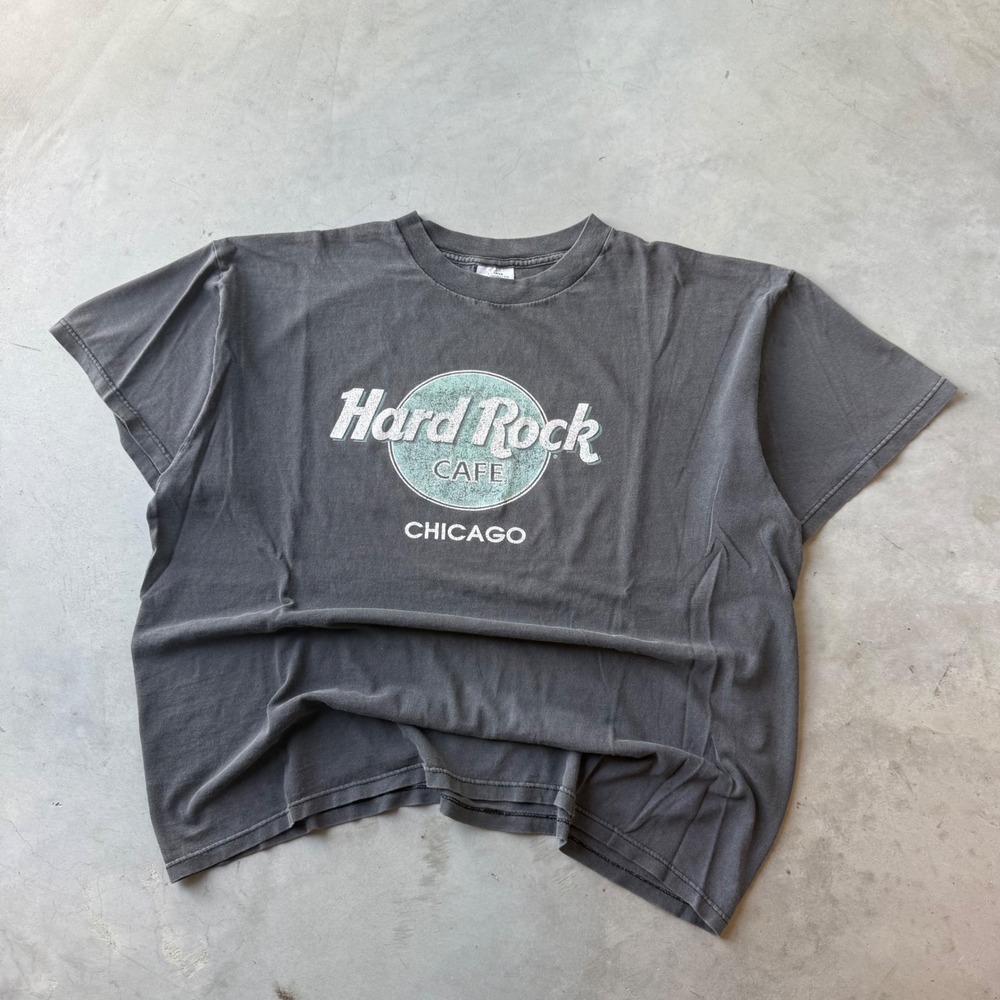 Vintage Hard Rock Cafe Chicago T-Shirt Mens XL Faded Black Graphic Tee USA Made